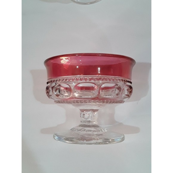 Tiffin Franciscan Glass KING's CROWN Clear Ruby flashed Champagne/Sherbet X 5 - Picture 3 of 6